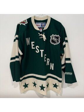 Vintage NHL 2004 Western Conference All-Star Game Jersey CCM Green Cream M